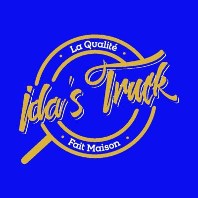 Logo de ida's Truck, fond bleu, cercle beige, La qualité fait maison