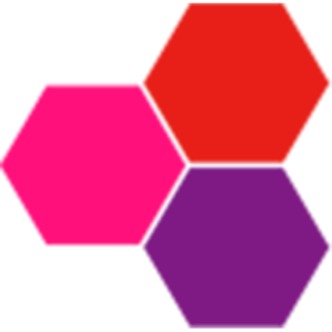 Trois hexagones rouge rose violet